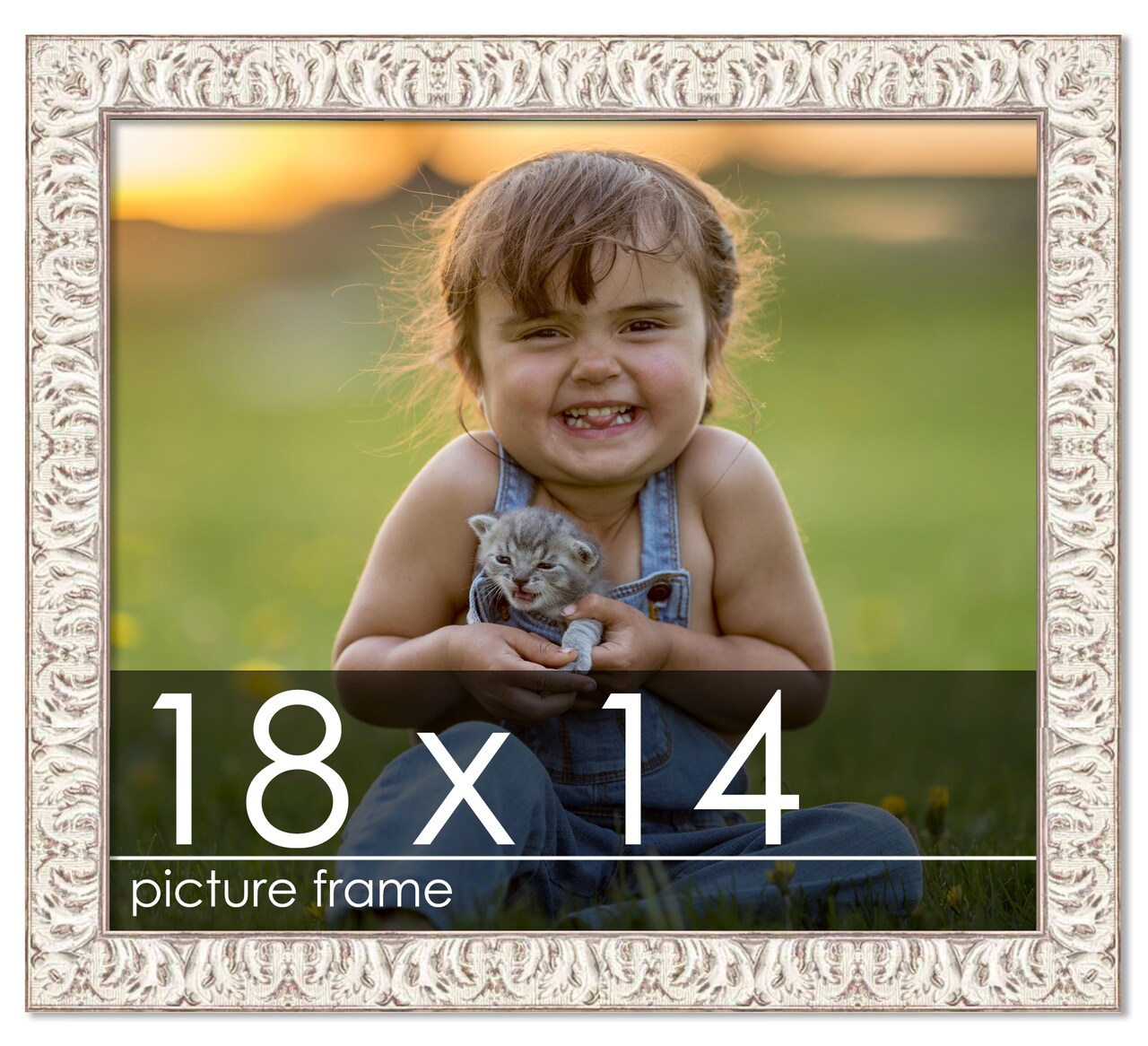 18x14 Refined White Picture Frame - UV Acrylic, Foam Board Backing, Hanging Hardware